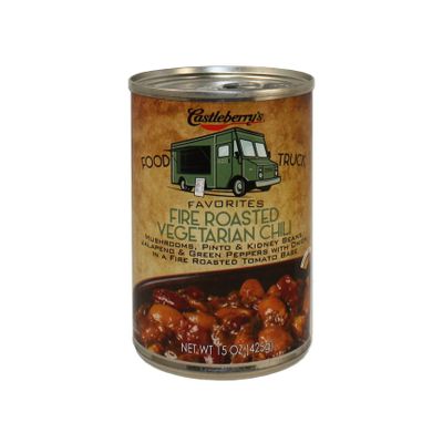 Castleberry Fire Roasted Vegetarian Chilli, 15 Oz Can, 6 cans Castleberry's, Mushrooms, Pinto & Kidney Beans, Jalapeno & Green Peppers with Onion in a Fire Roasted Tomato Base