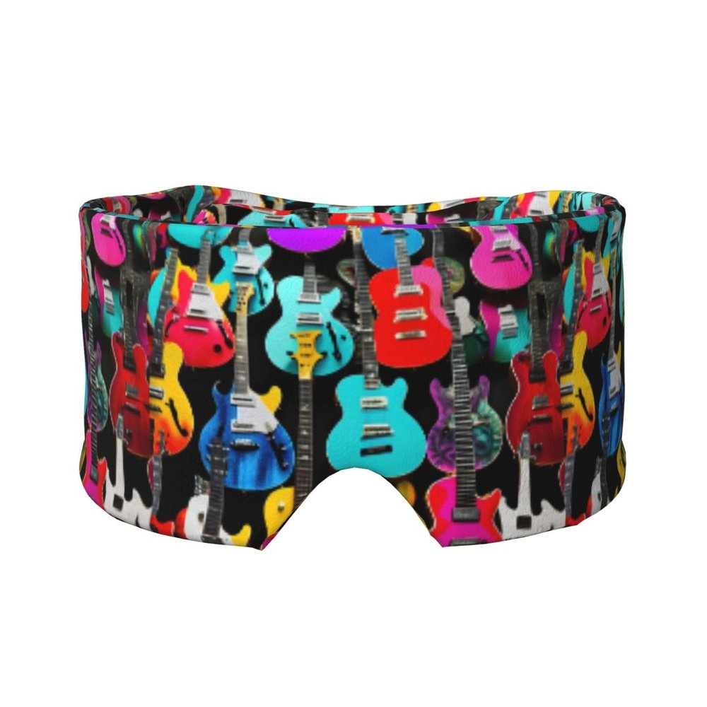 Colorful Guitars Print Travel Sleep Eye and Ear Muffs Mask Noise Blocking and Light Covering Sleep Aid