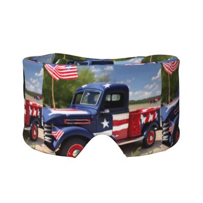 4th of July Patriotic Trucks Print Travel Sleep Eye and Ear Muffs Mask Noise Blocking and Light Covering Sleep Aid