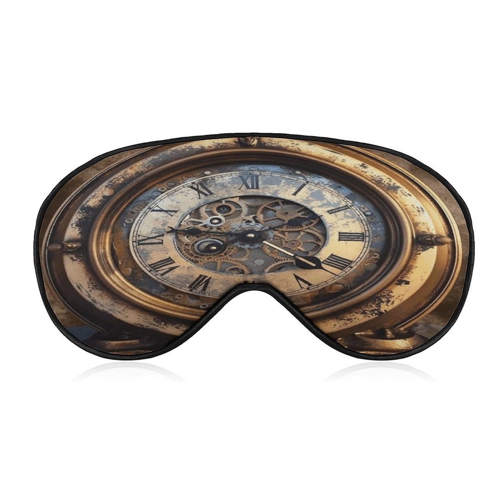 Adjustable Soft Sleep Eye Mask for Total Darkness, Steampunk Clock Print Light-Blocking Eye Mask Comfortable Eye Mask for Rest & Travel