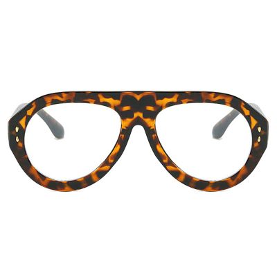COTIA Trendy Oversized Pilot Reading Glasses Women Men Flower Brown Vintage Eyeglasses Anti Blue Light Presbyopic Glasses (leopard, 2.5, x)