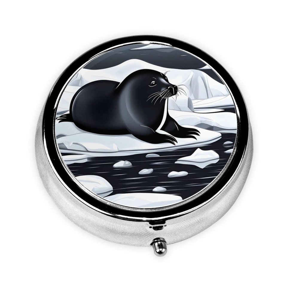 Portable Pill Box, Seals on ice Mini Round Pill Box, can be Put into Wallet, Pocket, Lightweight and Convenient 3 Compartment Pill Box
