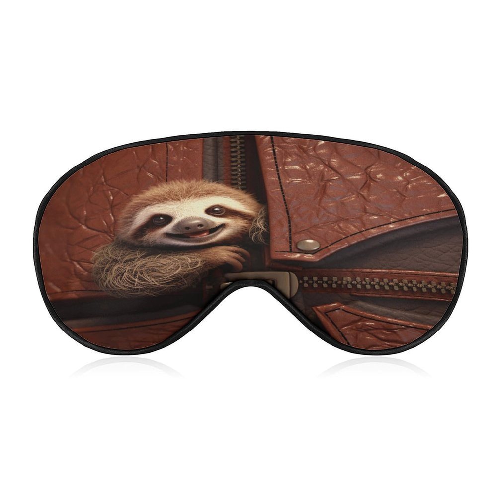 Adjustable Soft Sleep Eye Mask for Total Darkness, Sloth on Zipper Print Light-Blocking Eye Mask Comfortable Eye Mask for Rest & Travel