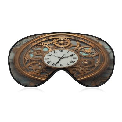 Adjustable Soft Sleep Eye Mask for Total Darkness, Rusty Steampunk Clock Print Light-Blocking Eye Mask Comfortable Eye Mask for Rest & Travel