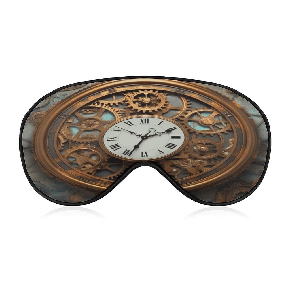 Adjustable Soft Sleep Eye Mask for Total Darkness, Rusty Steampunk Clock Print Light-Blocking Eye Mask Comfortable Eye Mask for Rest & Travel