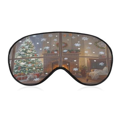 Light Blocking Sleep Eye Mask for Travel & Rest, Warm Fireplace Print Travel Sleep Mask Adjustable Soft Eye Mask for Men & Women
