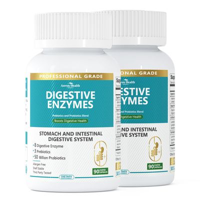 Anven Health 800mg Digestive Enzymes for Men and Women with Probiotics & Prebiotics, 8 Key Enzymes, Protease, Amylase & Lipase | 180 Capsules - A 60-Day Supply for Bloating & Gas Relief - Non-GMO
