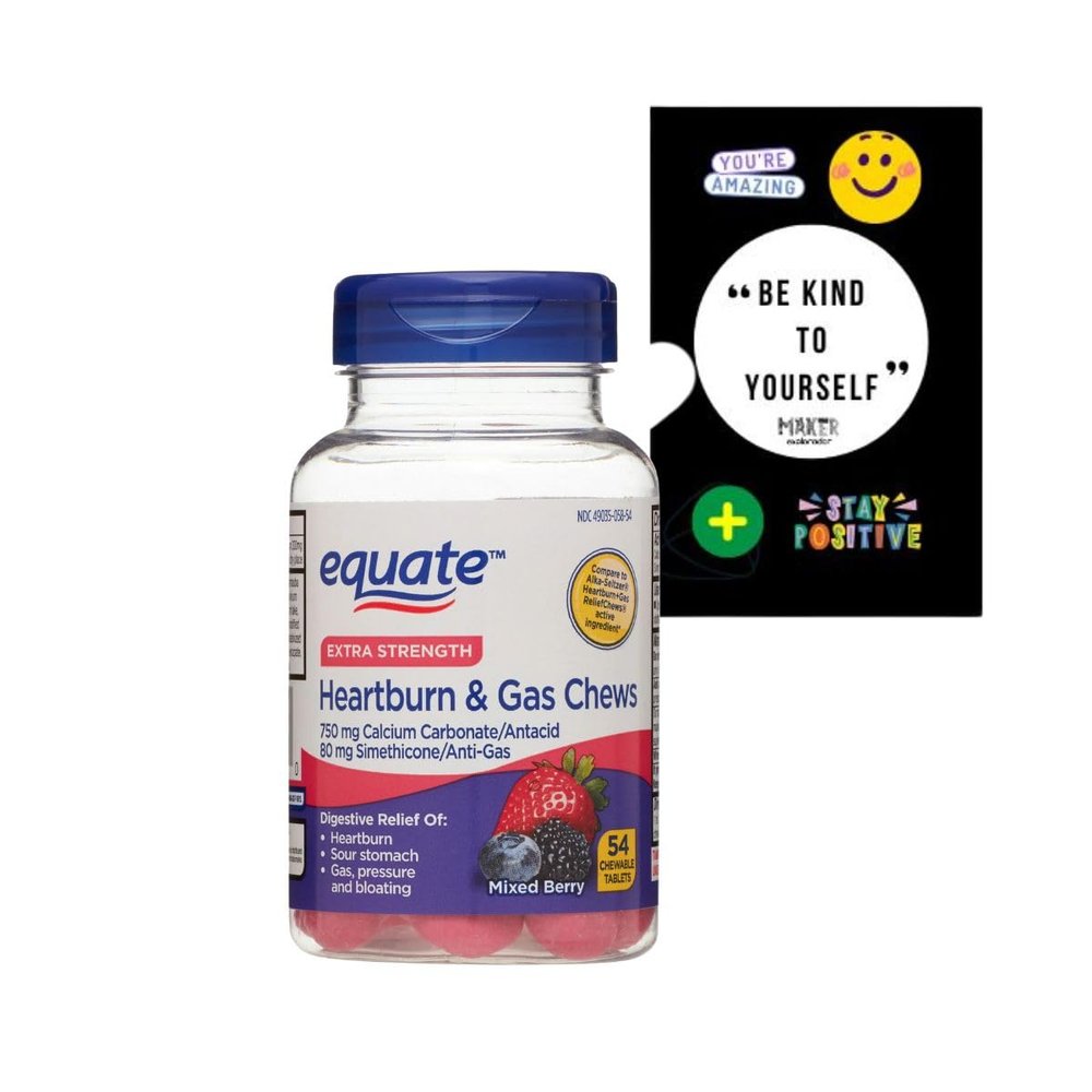 maker explorador Equate Extra Strength Heartburn Relief + Gas Relief Chews, Mixed Berry, 54 Chewable Tablets and Card Gift Private Label