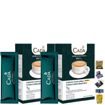 CadaCoffee Ex-Plus Coffee Instant 22in1 Espresso Arabica Fruit Snack Delicious Intense Mellow 10 Sachets/Box Set 2 By Beautygoodshop [Get Free For You Beauty Gifts]