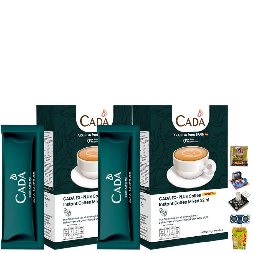 CadaCoffee Ex-Plus Coffee Instant 22in1 Espresso Arabica Fruit Snack Delicious Intense Mellow 10 Sachets/Box Set 2 By Beautygoodshop [Get Free For You Beauty Gifts]