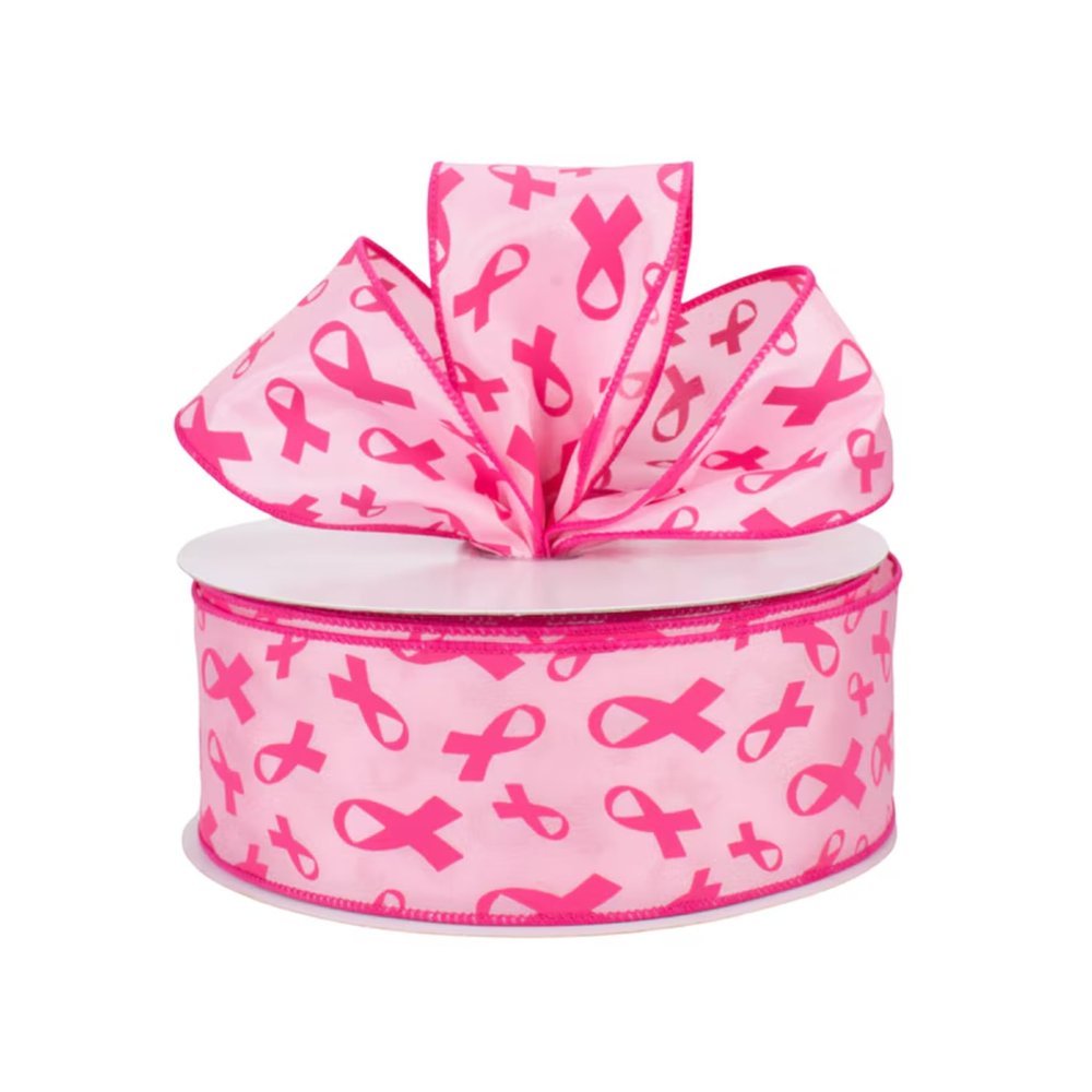 15 feet Breast Cancer Awareness Pink Wired Ribbon, Breast Cancer Awareness Pink Satin 2.5" Wired Ribbon, Breast Cancer Wired Ribbon, Ribbon for Wreaths