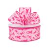 15 feet Breast Cancer Awareness Pink Wired Ribbon, Breast Cancer Awareness Pink Satin 2.5" Wired Ribbon, Breast Cancer Wired Ribbon, Ribbon for Wreaths view 1