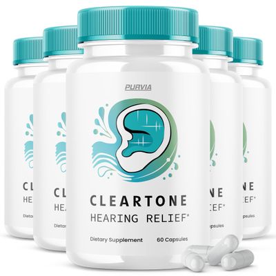 (5 Pack) Cleartone Pills - Official Formula - Cleartone Tinnitus Hearing Support Pills, Clear Tone Pills Hearing Relief Maximum Strength Formula Clear Tone Advanced Vitamin Supplement (300 Capsules)