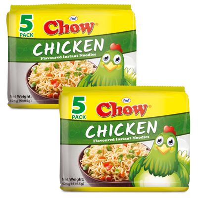 2 Minute Instant Noodles Chicken Flavor (VALUE PACK OF 2 x 5 PACKS x 85g Ea) Fragrant With Chicken - By fmf Chow Noodles From FIJI