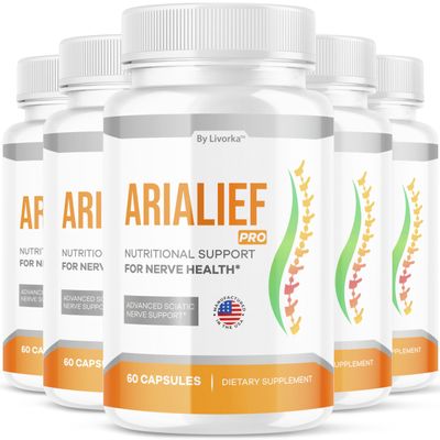 (5 Pack) Arialief Pro Capsules for Sciatica, Arialeaf Nutritional Support for Nerve Health, Arialeaf Prime Palm Sciatica, Aria Leaf Primepalm Aria LIEF Vitamin, 5 Months