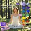 Atminafays Large Premium Crystals and Healing Stones in Wooden Gift Box + Velvet Pouch + 7 Chakra Tumbled Gemstones+Info Guide, Amethyst ClusterRose Quartz Quartz Crystal Point view 2