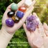 Atminafays Large Premium Crystals and Healing Stones in Wooden Gift Box + Velvet Pouch + 7 Chakra Tumbled Gemstones+Info Guide, Amethyst ClusterRose Quartz Quartz Crystal Point view 3