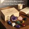 Atminafays Large Premium Crystals and Healing Stones in Wooden Gift Box + Velvet Pouch + 7 Chakra Tumbled Gemstones+Info Guide, Amethyst ClusterRose Quartz Quartz Crystal Point view 4