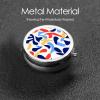 White Red Blue Pattern Round Pill Case, Abstract Portable Pill Box for Pocket Metal Medicine Vitamin Organizer 3 Compartment Three Times A Day view 3