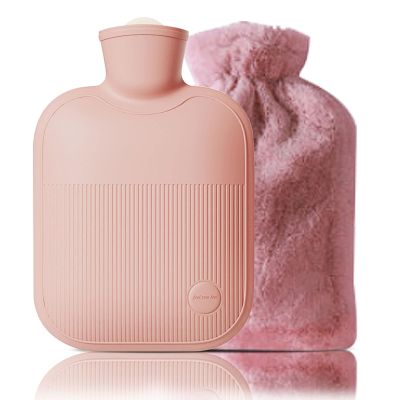Hot Water Bottle with Cover, Leak-Proof Hot Water Bag for Hot and Cold Compress, Hand Feet Warmer, Ideal for Menstrual Cramps, Neck and Shoulder Pain Relief,Warm for Winter (Pink, 1 L)