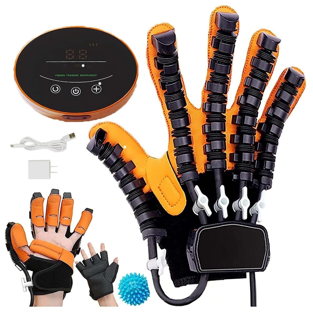 GAOXIAO Finger and Hand Function Rehabilitation Trainer Robotic Rehab Gloves for Stroke Recovery, Hand Strength Exercise and Adaptive Training Hemiplegic Finger for Joint Relief Cramps A Right S