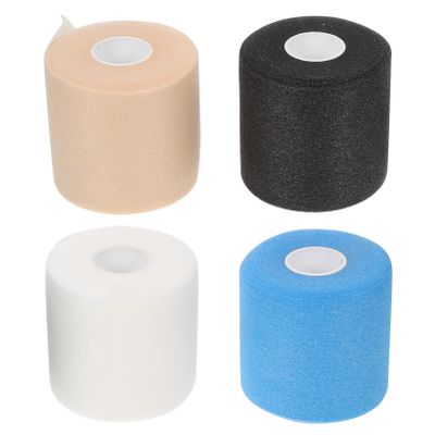 HANABASS 4rolls Elastic Athletic Tape Joint Protective Wrap for Ankle Wrist Knee Support Shock-Absorption Tool Skin Tone White Light Black Easy to Use for Sports Outdoor Activities