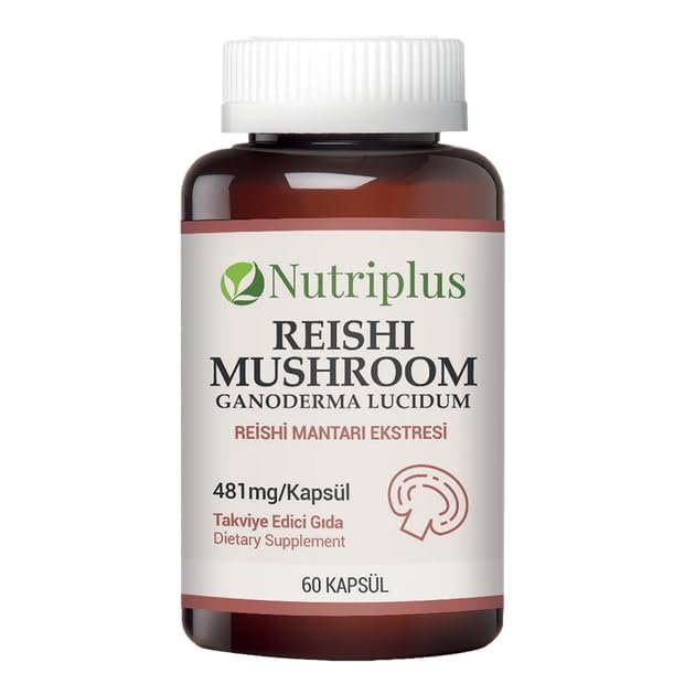 FARMASi Nutriplus Reishi Mushroom Extract - 60 Capsules of Ganoderma Lucidum Supplement for Immune Support, Antioxidant Benefits, Energy Boost, and Overall Wellness