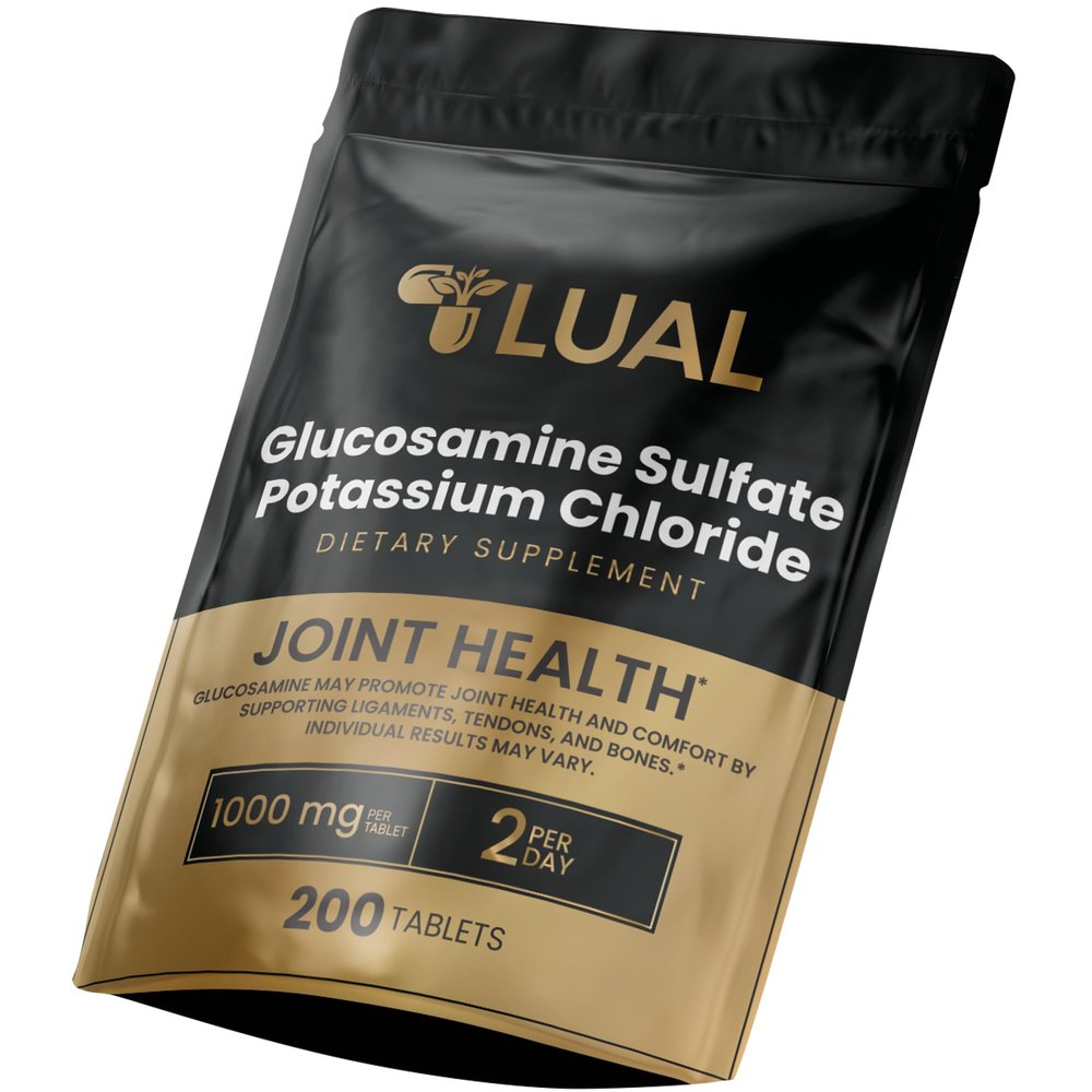 LUAL Glucosamine Sulfate Potassium Chloride Tablets Dietary Supplement for Inflammation, Glucosamina para las Articulaciones, Glucosamine Sulfate 1000 mg 200 Count
