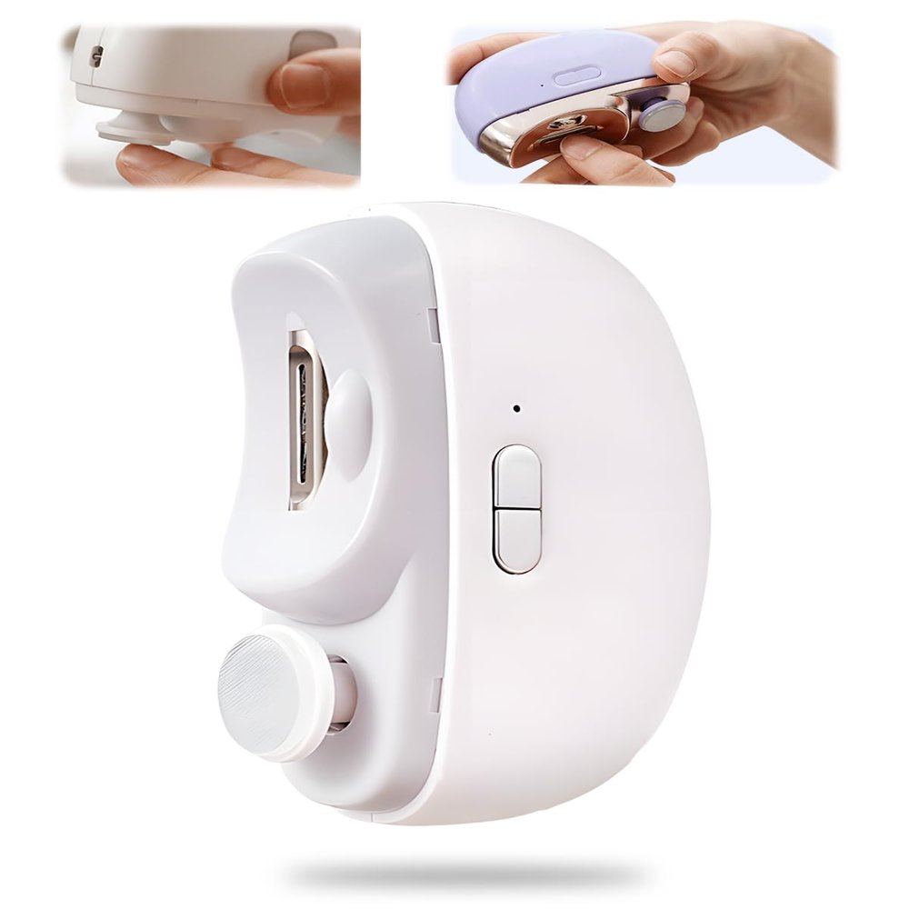 3 in 1 Automatic Electric Nail Clipper with Polishing, 2025 Electric Nail Trimmer, Upgrade Two-Speed Adjustment Electric Toe Nail Clippers Nail Cutter with Light for Baby Adult and Seniors (White)
