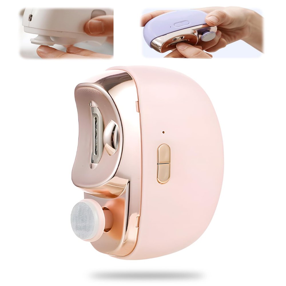 3 in 1 Automatic Electric Nail Clipper with Polishing, 2025 Electric Nail Trimmer, Upgrade Two-Speed Adjustment Electric Toe Nail Clippers Nail Cutter with Light for Baby Adult and Seniors (Pink)