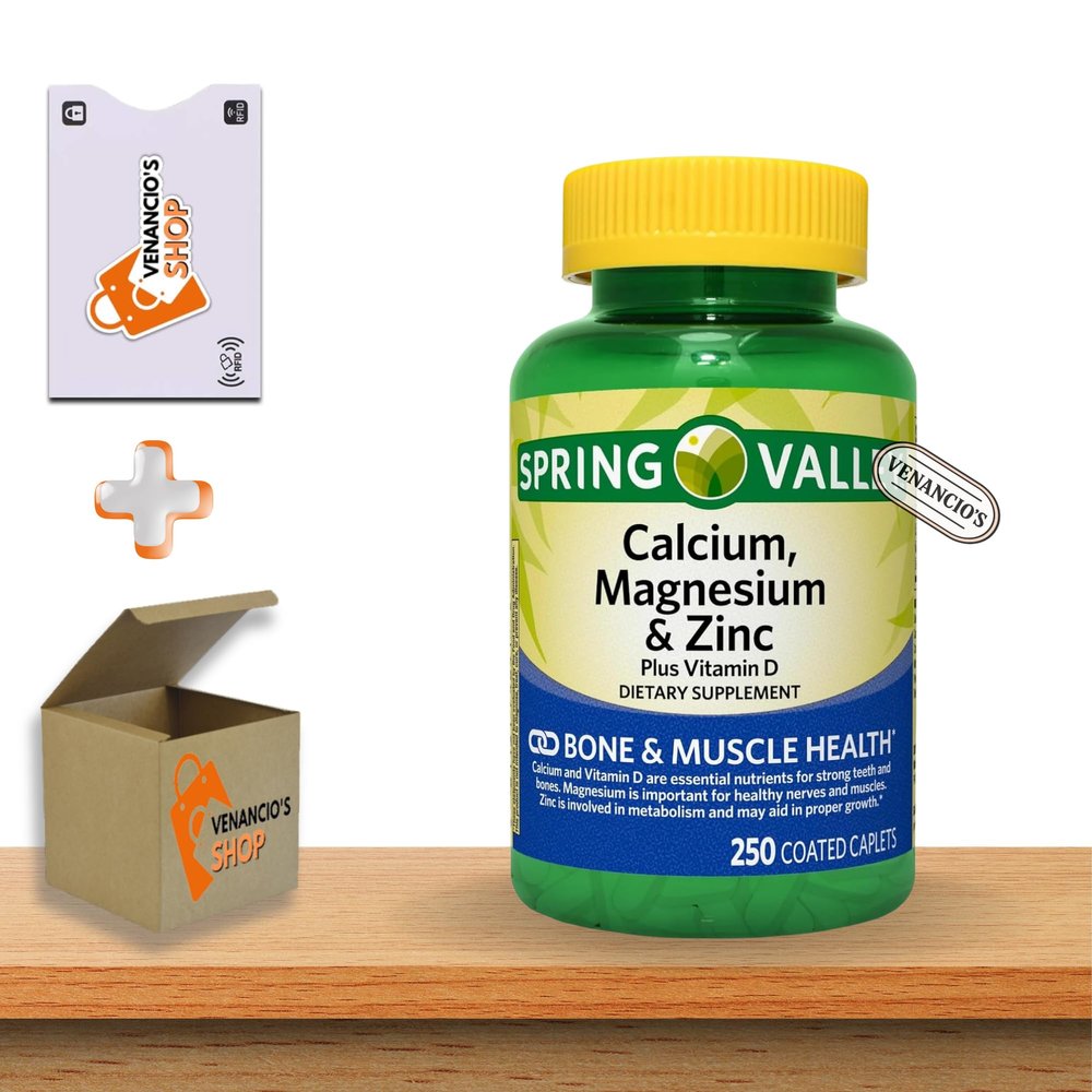 Calcium Magnesium Zinc with Vitamin D3 Caplets  Bone & Muscle Health  Immune Support  Dietary Supplement  250 Count by Spring Valley Plus Venancios Shop Sticker