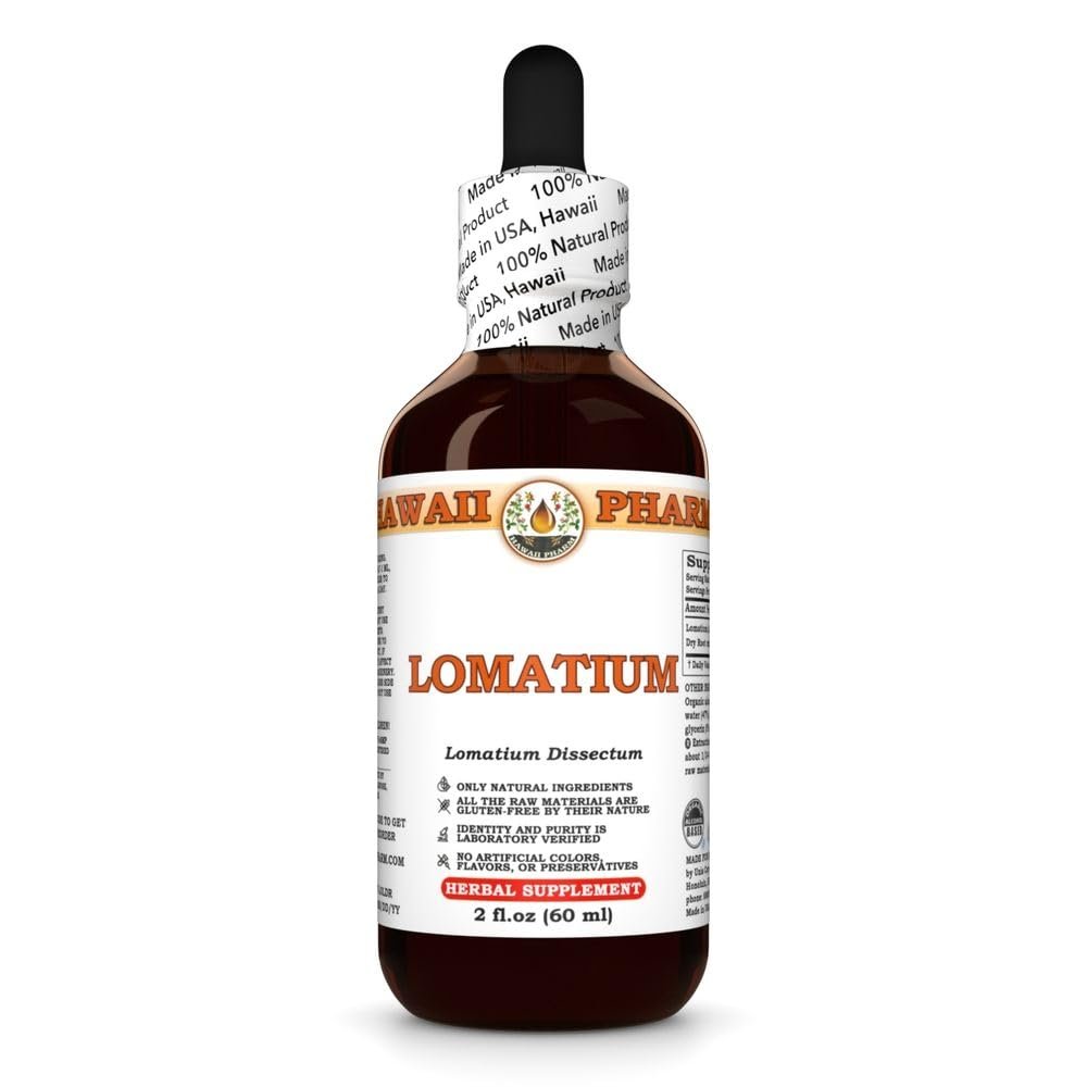 Hawaii Pharm Lomatium Extract, Tincture for Respiratory Wellness, Supports Immune Function, Promotes Joint Comfort, Encourages Skin Recovery, Enhances Mobility - 2 fl.oz