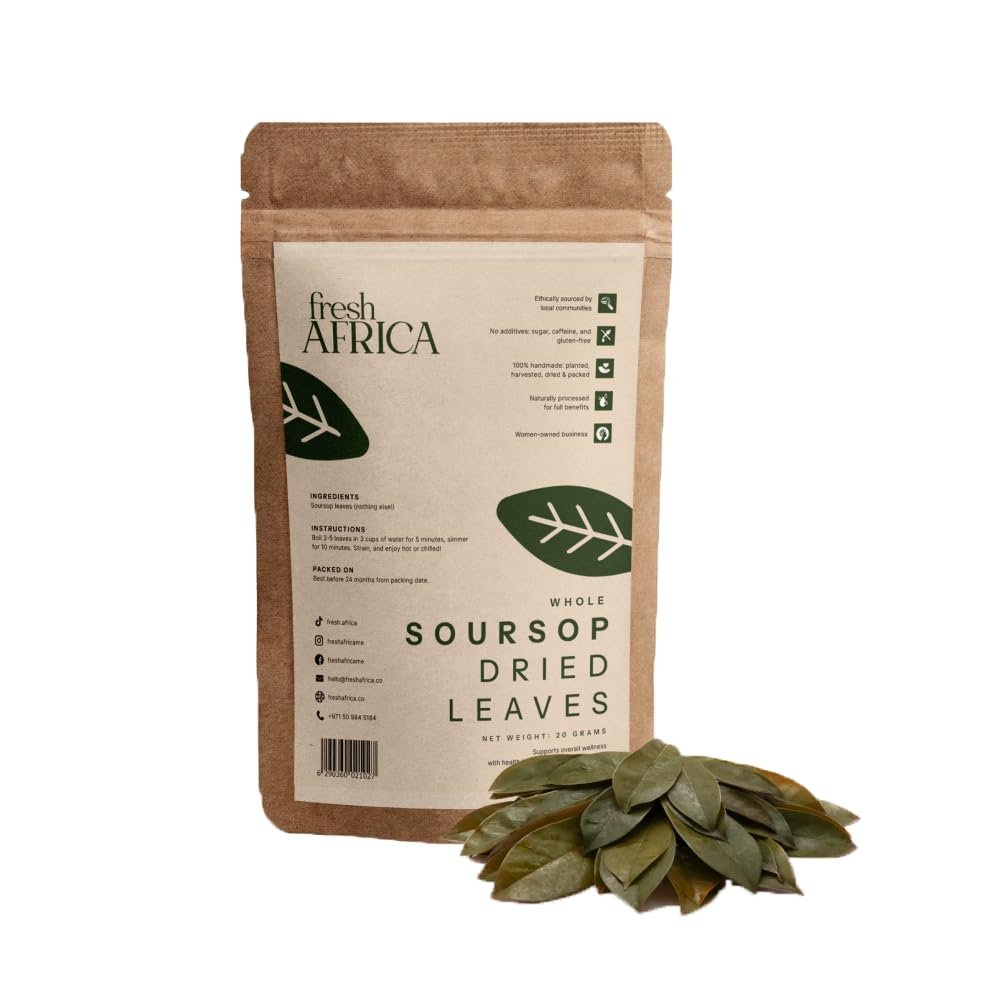Organic Soursop Leaves | 100% Natural Dried Graviola Whole Leaves | Guanabana Hojas Loose Leaf | Caffeine Free Herbal Detox Tea | 50g