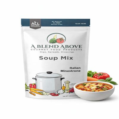 A Blend Above Minestrone Soup Mix, Vegan Friendly, All Natural, No MSG, No Preservatives, Low Sodium, 6 Servings, Easy to Make, Quick Cooking, Soup Mix, Homemade Delicious Soup
