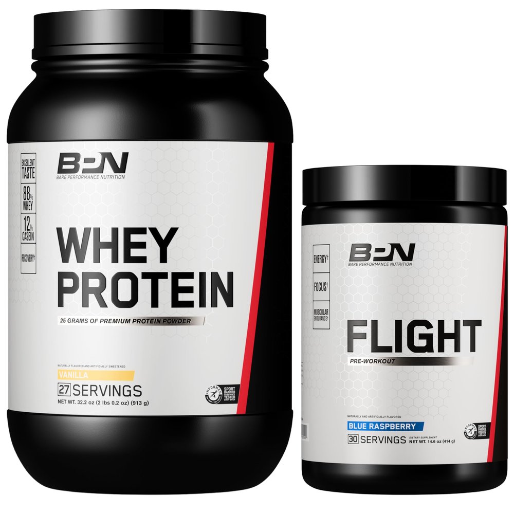 BARE PERFORMANCE NUTRITION BPN Whey Protein & Flight Blue Raspberry Bundle