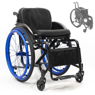 LOERSS Wheelchair,Lightweight Sports Wheelchair,Foldable Wheelchair for Adult,Ergonomic Self-propelled Manual Wheelchairs,with 24-inch Wheels and Comfortable Cushions(Size:Seat Width 42cm,Color:Blue)