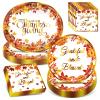 100PCS Thanksgiving Paper Plates and Napkins Set- (25 Guests) with 10*12 Inch Oval Plates and 9 Inch Paper Plate, Napkins for Thanksgiving Party Supplies view 1