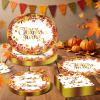 100PCS Thanksgiving Paper Plates and Napkins Set- (25 Guests) with 10*12 Inch Oval Plates and 9 Inch Paper Plate, Napkins for Thanksgiving Party Supplies view 4