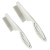 2Pcs 14cm and 18cm White Long Handle Metal Hair Nit Comb Remove Head Nits,Hair Grooming Comb with Stainless Steel Teeth for Pets And Adults Lice Treatments,Lice Treatments view 1