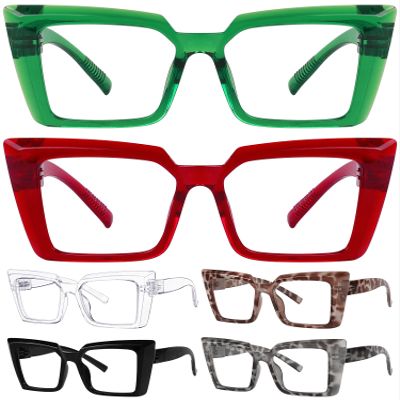 Eyekepper Oversize Metalless Screwless Spring Hinge Reading Glasses for Women - 6 Pack Large Frame Readers +1.00