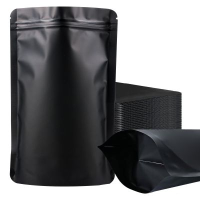 100 Pack Mylar Smell Proof Bags, Resealable Black Stand Up Pouch Bags Foil Sealable Bags for Packaging, 5.57.8 Inch