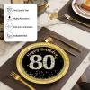 72 Pcs 80th Birthday Paper Plates and Napkins Party Supplies, Back Gold 80th Birthday Party Plates and Napkins Tableware Set for Men Women Cheers to 80 Years Decorations Serves 24 view 4
