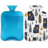 Hsnar Hot Water Bottle with Bears Trees Cover 2L Hot Water Bag for Hot and Cold Compress Hand Feet Warmer PVC Hot Water Bottles for Cramps Pain Relief view 1