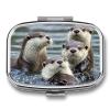Square Pill Box Otters Pill Case 2 Compartment Medicine Pill Organizer for Purse & Pocket Portable Travel Pillbox Medicine Vitamin Cod Liver Oil Storage Box Organizer view 1