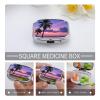 Square Pill Box Palm Tree Purple Sunset Pill Case 2 Compartment Medicine Pill Organizer for Purse & Pocket Portable Travel Pillbox Medicine Vitamin Cod Liver Oil Storage Box Organizer view 3