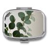 Square Pill Box Eucalyptus Leaves Pill Case 2 Compartment Medicine Pill Organizer for Purse & Pocket Portable Travel Pillbox Medicine Vitamin Cod Liver Oil Storage Box Organizer view 1