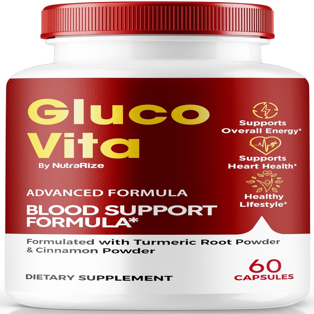 NutraRize GlucoVita Capsules, Official Gluco Vita to Maintain Healthy Blood Levels, All-Natural Support Formula for Overall Well-Being, Premium GlucoVita Pills Review (60 Capsules)