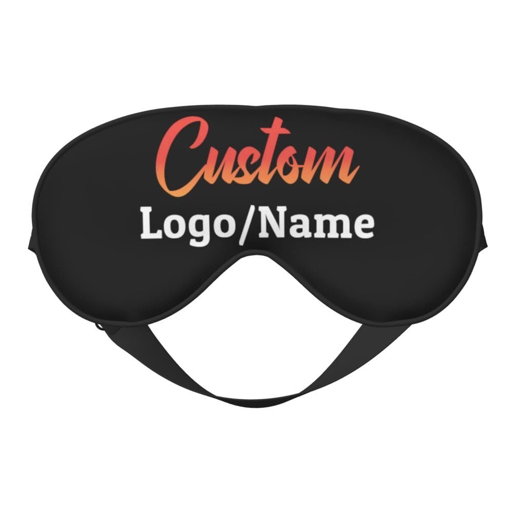 Custom Funny Sleep Mask for Men Women Add Your Picture Logo Text, Personalized Blackout Eyes Cover for Sleeping, Travel, Airplane, Office Rest, Black