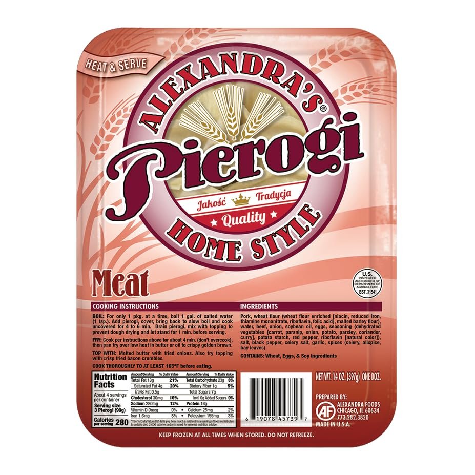 Alexandra's Pierogis 14 oz., Pack of 6 (72 Pierogis total) (Meat)