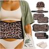 Premium Reusable Castor Oil Pack Wrap Kit (10-Piece, S5X, Cheetah) - Pure 100% Double Brushed Cotton Flannel Interior Layers, Dark Fabric Hides Stains, Leak-Resistant Adjustable Design view 1